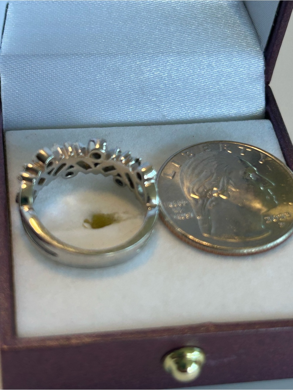 14k white Gold Yellow Sapphire and Diamond Ring Size 7 - Picture 3 of 8